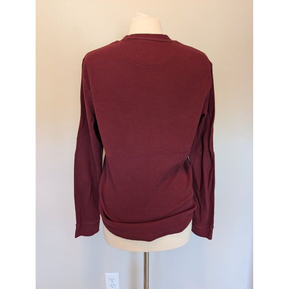 American Eagle Mens Maroon Long Sleeve Waffle Knit Shirt M - Picture 2 of 4